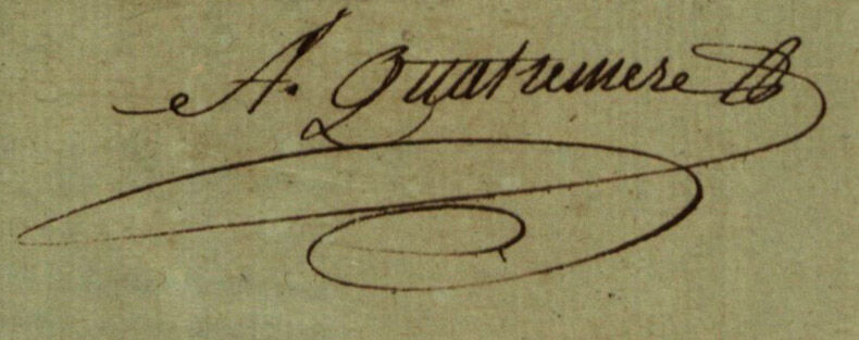 A. Quatremére de Quincy (firma larga)